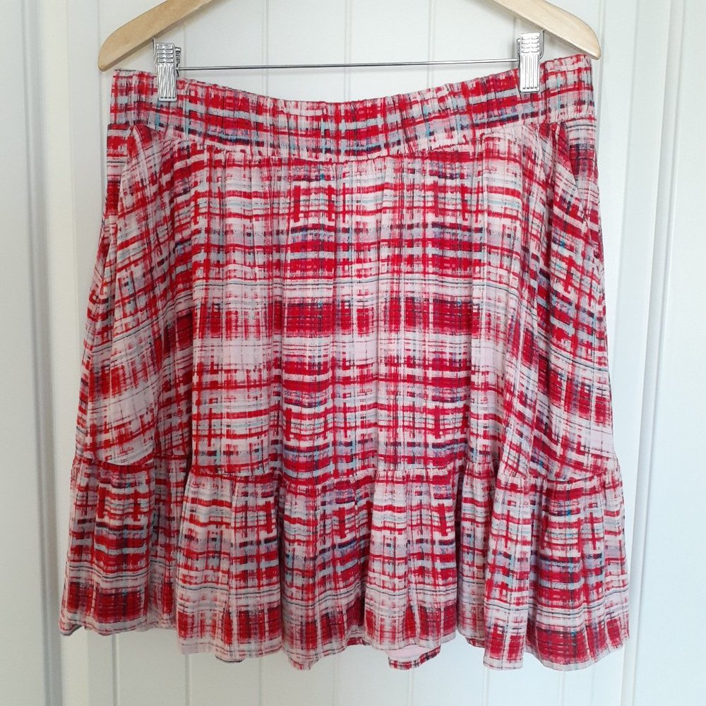 torrid Mini Lenny Tiered Circle Skirt Red Plaid Size 1/Size 1X